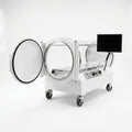 Hyperbaric Chamber Designed for Advanced Recovery, Transparent Cylindrical Shell, Mobile Base, Real-Time Monitoring