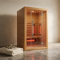 Heliox LuminaWood Infrared Sauna Cabin — Studio Shot