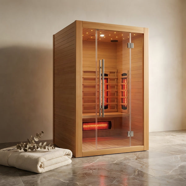 Infrared Sauna Cabin Built for Home Wellness, Premium Light Wood, Multi-Zone Heating, Digital Control