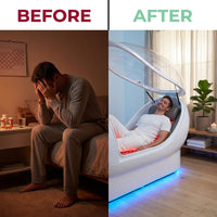 Hyperbaric Chamber Engineered for Next-Generation Oxygen Therapy, Transparent Canopy, Ambient Blue Lighting — Before & After