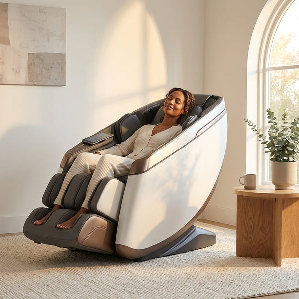 Massage Chair Built to Deliver Full-Body Therapy, 4D Rollers, Air Compression, Zero-Gravity Recline