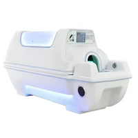 Hyperbaric Oxygen Chamber Engineered for Wellness Therapy, Transparent Canopy, Ambient Blue Lighting, Composite Shell