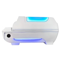 Hyperbaric Oxygen Chamber Engineered for Wellness Therapy, Transparent Canopy, Ambient Blue Lighting, Composite Shell