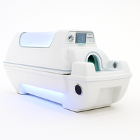 Hyperbaric Oxygen Chamber Engineered for Wellness Therapy, Transparent Canopy, Ambient Blue Lighting, Composite Shell